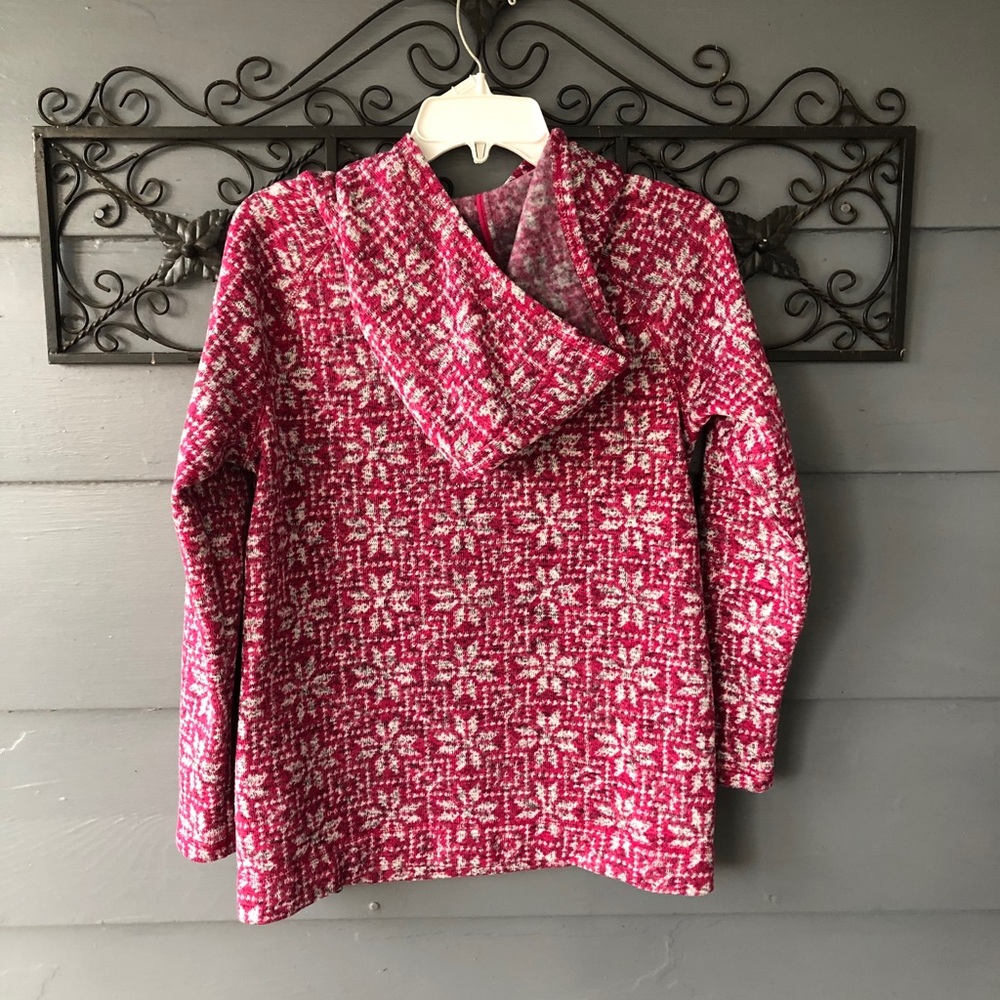 Talbots Snowflake Pattern Hoodie M Red And White - image 2